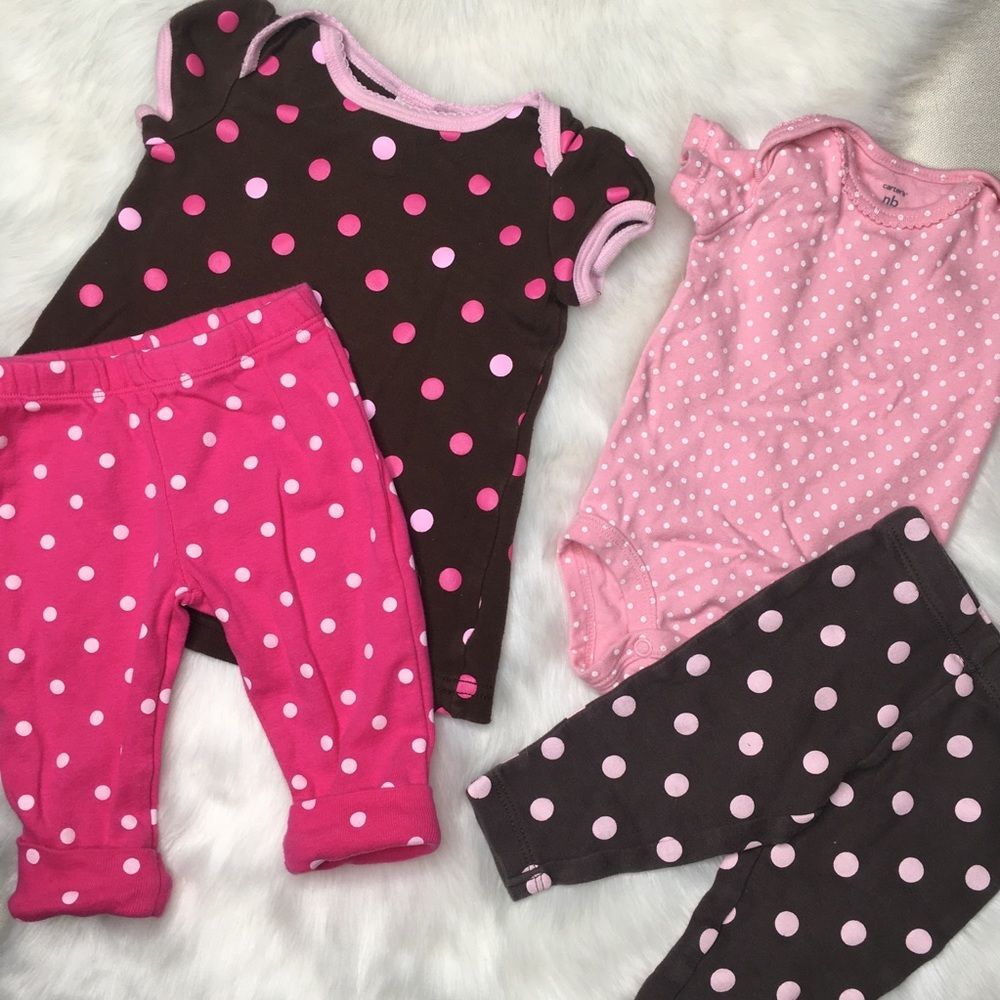 3M + NB Polka Dot Bundle Tunic Top Bodysuit Pants